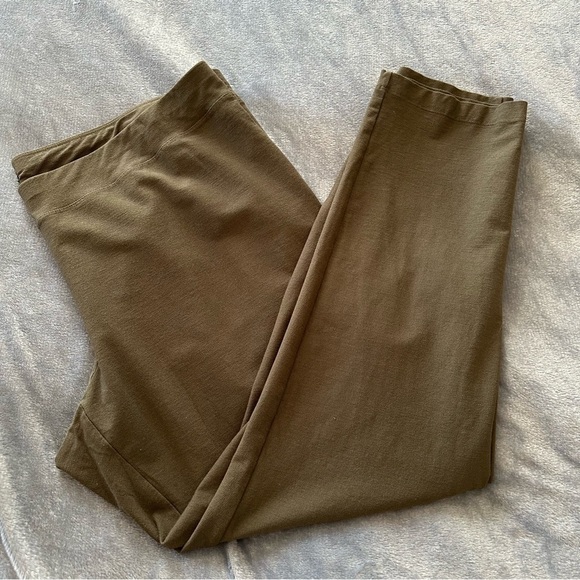 Eileen Fisher Woodland Green Washable Stretch Crepe Slim Crop Ankle Pants - Picture 8 of 9